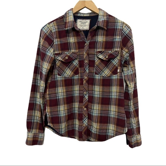 Abercrombie & Fitch Plaid Button Down Top Size Medium - Picture 1 of 4